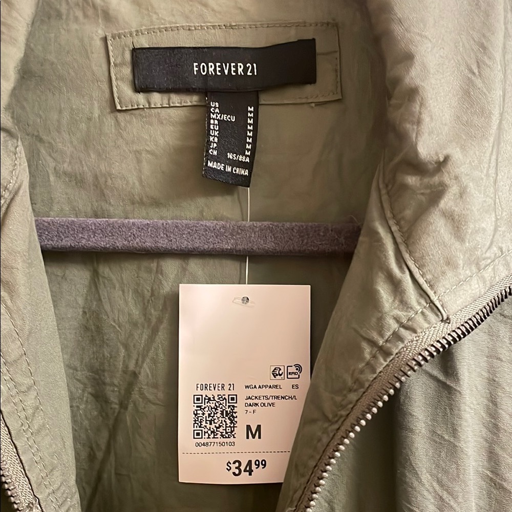 Forever 21 Utility Jacket Green Lightweight Cotton - Picture 5 of 7